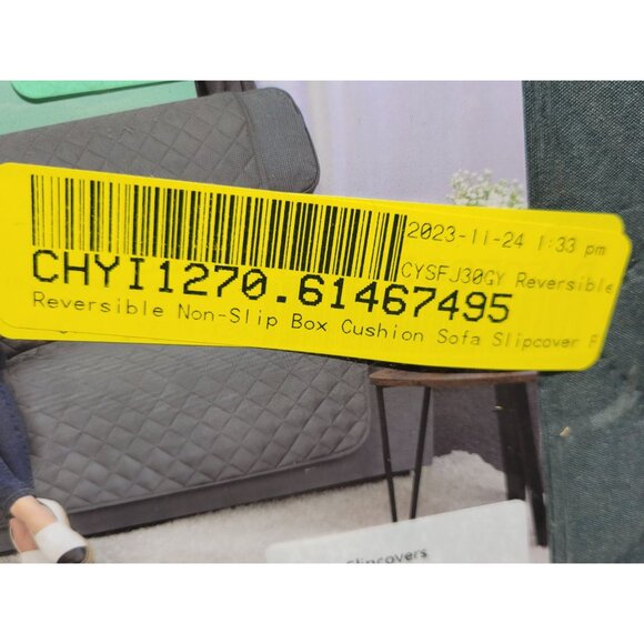 New Reversible Non Slip Box Cushion Sofa Slipcover Gray Chun Yi Subrtex - Picture 4 of 6